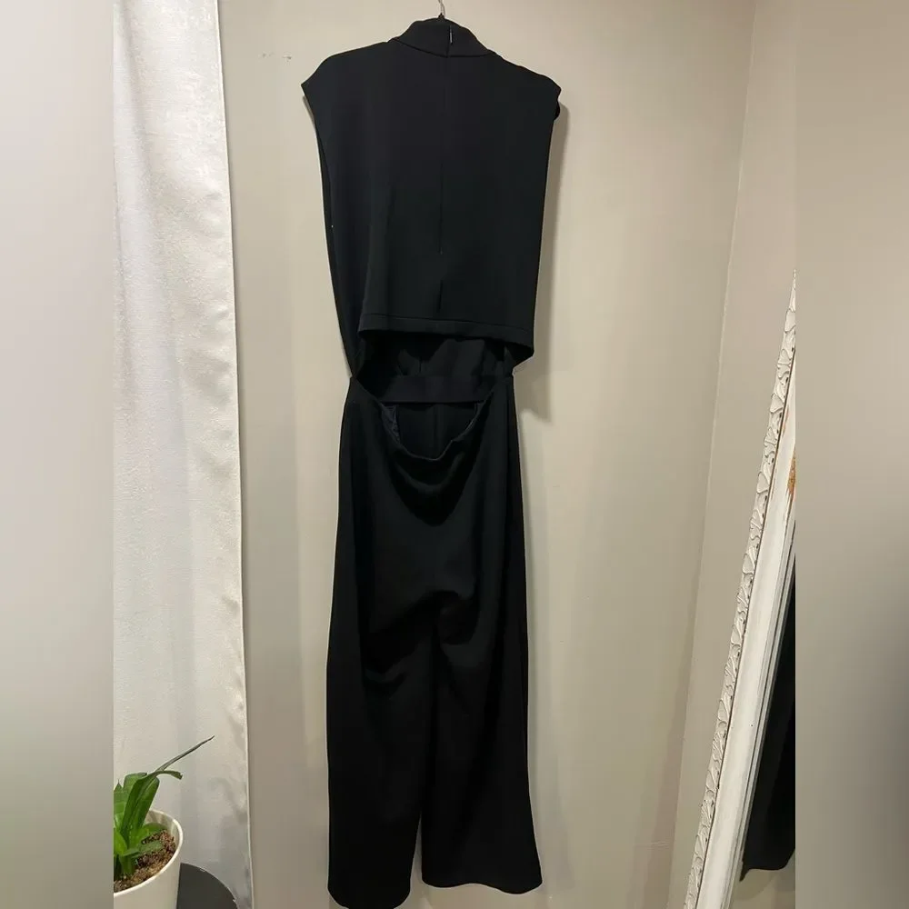 SPANX AirEssentials Mockneck Jumpsuit Sleeveless Black Wide-Leg Size Large - Picture 7 of 9